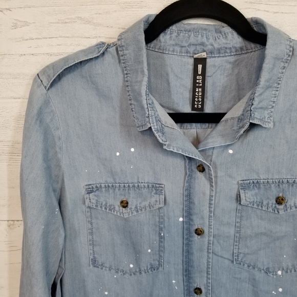 NWT Design Lab Lord & Taylor Splatter Paint Tee - Picture 5 of 8